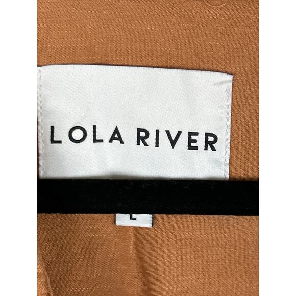 Lola River Women’s L Tan Long Sleeve Button Up Soft Fall Shirt Blouse - Picture 3 of 6